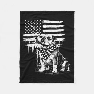 Patriotischer Bulldogge amerikanische Flagge 4. Ju Fleecedecke