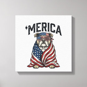 Patriotischer Bulldogge 'Merica Vintage Vector-Shi Leinwanddruck