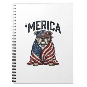 Patriotischer Bulldogge 'Merica Vintage Vector-Shi Notizblock