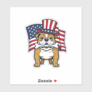 Patriotischer Bulldogge Mit Flagge Vektor Design_1 Aufkleber