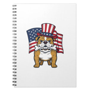Patriotischer Bulldogge Mit Flagge Vektor Design_1 Notizblock