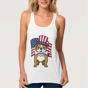 Patriotischer Bulldogge Mit Flagge Vektor Design_1 Tank Top