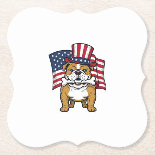 Patriotischer Bulldogge Mit Flagge Vektor Design_1 Untersetzer