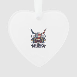 Patriotischer Bullenschädel Amerika Vintage 4. Jul Ornament