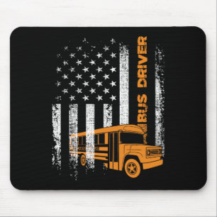 Patriotischer Busfahrer USA Amerikanische Flagge - Mousepad