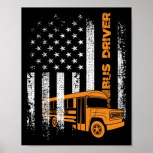 Patriotischer Busfahrer USA Amerikanische Flagge - Poster