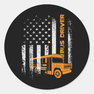Patriotischer Busfahrer USA Amerikanische Flagge - Runder Aufkleber