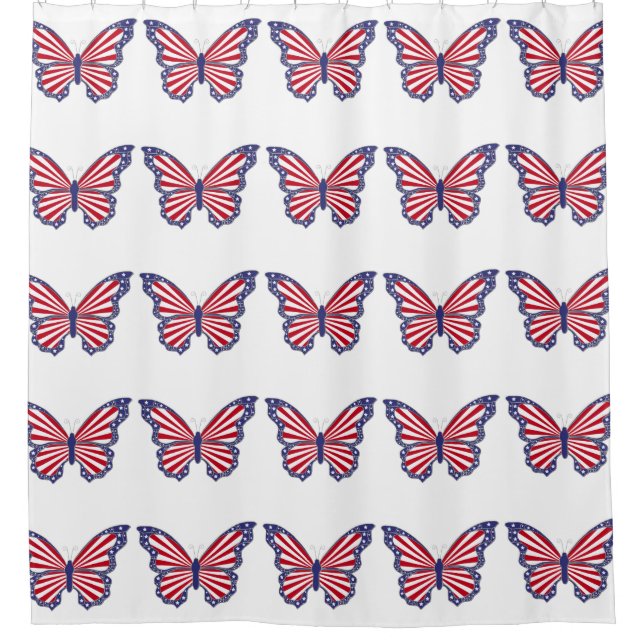 Patriotischer Butterfly-Duschvorhang Duschvorhang (Vorderseite)