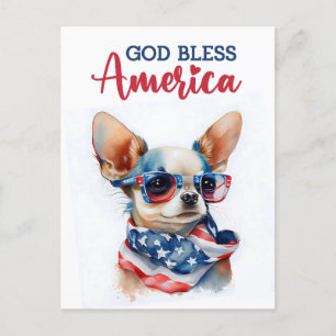 Patriotischer Chihuahua, Gott segne Amerika Postka Postkarte