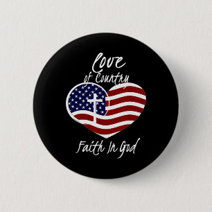Patriotischer christlicher Glaube an Gott Herz Kre Button