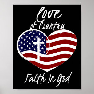Patriotischer Christlicher Glaube an Gott Herzkreu Poster