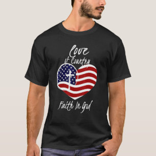 Patriotischer Christlicher Glaube an Gott Herzkreu T-Shirt