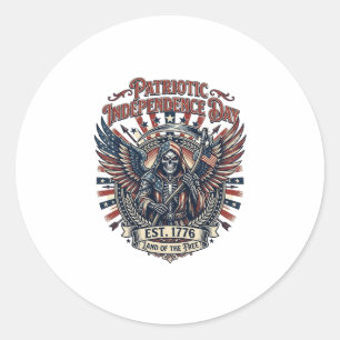 Patriotischer Chrome-Reaper Dunkler Patriot-Skelet Runder Aufkleber