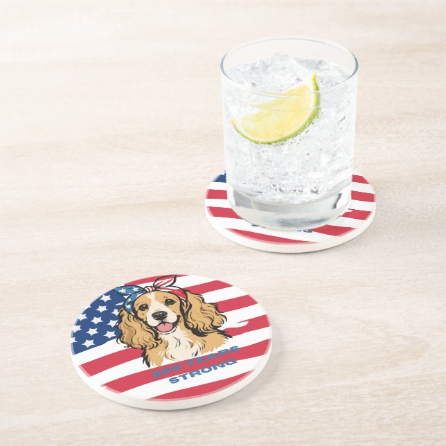 Patriotischer Cocker Spaniel Getränkeuntersetzer (Seite)