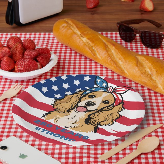 Patriotischer Cocker Spaniel Papier Teller (Picknick)