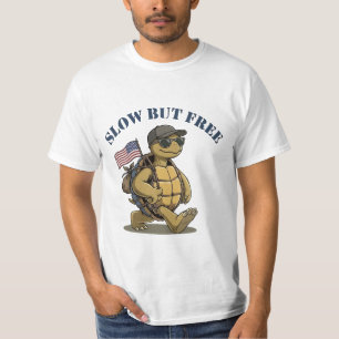 Patriotischer Cooler Turtle "Langsam Aber Frei" US T-Shirt