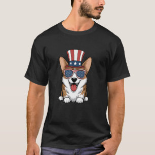 Patriotischer Corgi 4. Juli USA Flagge Hund Unabhä T-Shirt