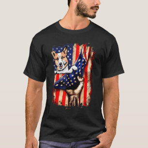 Patriotischer Corgi American Flag Hund 2 T-Shirt