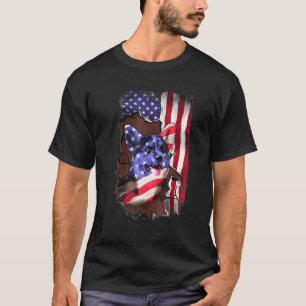 Patriotischer Corgi Amerikanische Flagge Usa Hund T-Shirt