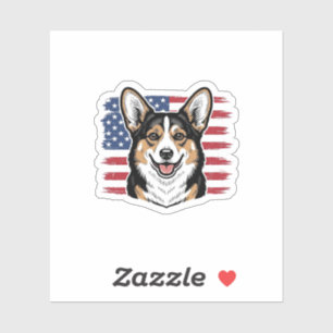Patriotischer Corgi Amerikanische Flagge Vintage V Aufkleber