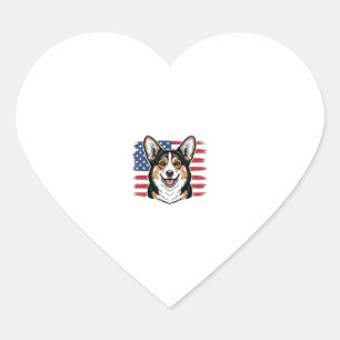 Patriotischer Corgi Amerikanische Flagge Vintage V Herz-Aufkleber