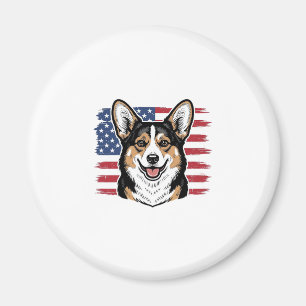 Patriotischer Corgi Amerikanische Flagge Vintage V Magnet