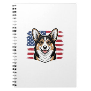 Patriotischer Corgi Amerikanische Flagge Vintage V Notizblock