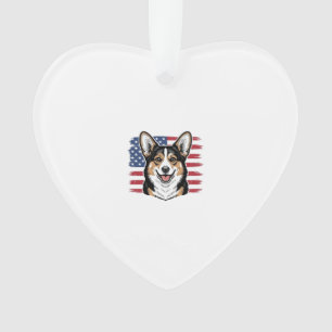 Patriotischer Corgi Amerikanische Flagge Vintage V Ornament