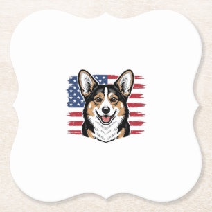 Patriotischer Corgi Amerikanische Flagge Vintage V Untersetzer