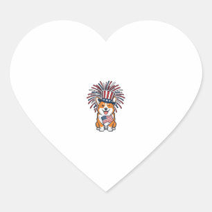 Patriotischer Corgi Feuerwerk Hund Vektor Design_1 Herz-Aufkleber