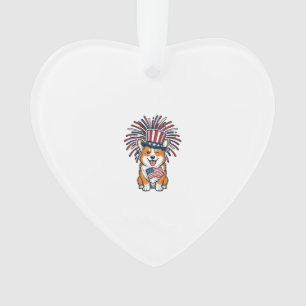 Patriotischer Corgi Feuerwerk Hund Vektor Design_1 Ornament