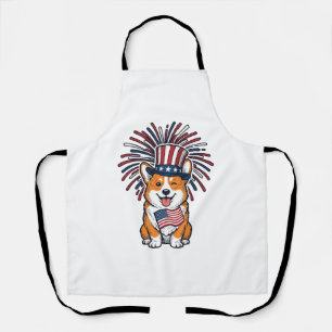 Patriotischer Corgi Feuerwerk Hund Vektor Design_1 Schürze