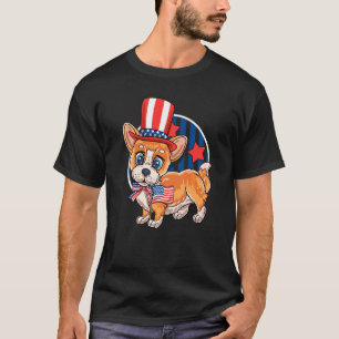 Patriotischer Corgi Hund 4. Juli USA Amerikanische T-Shirt