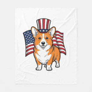 Patriotischer Corgi Vintage Gravur Shirt Design_1 Fleecedecke