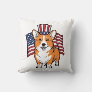 Patriotischer Corgi Vintage Gravur Shirt Design_1 Kissen