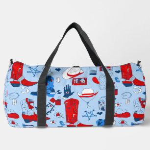 patriotischer Cowboy-Wikingermädchen-Western Duffle Bag