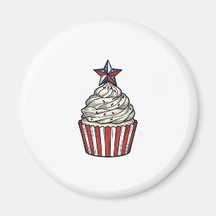 Patriotischer Cupcake Vintage Gravur Fourth of Jul Magnet