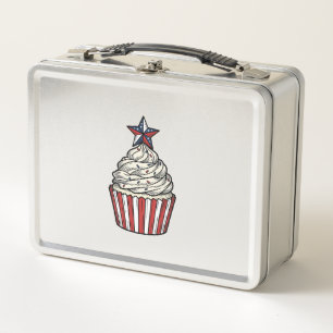 Patriotischer Cupcake Vintage Gravur Fourth of Jul Metall Brotdose