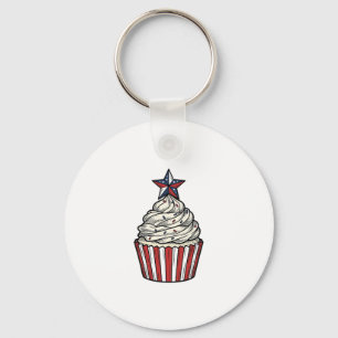 Patriotischer Cupcake Vintage Gravur Fourth of Jul Schlüsselanhänger