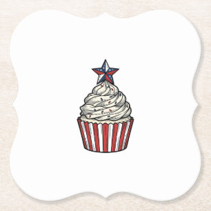Patriotischer Cupcake Vintage Gravur Fourth of Jul Untersetzer