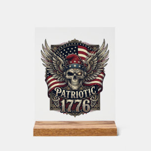 Patriotischer Cyber-Liberty-Totenkopf-Cyberpunk-Zu Acrylschild