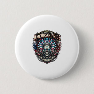 Patriotischer Cyber-Liberty-Totenkopf-Cyberpunk-Zu Button