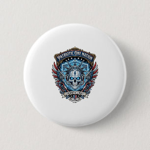 Patriotischer Cyber Liberty Totenkopf Cyberpunk Zu Button