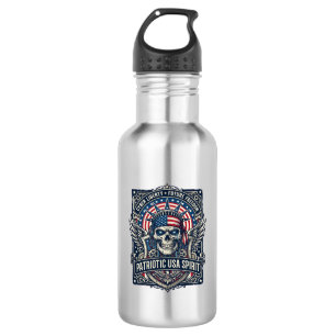 Patriotischer Cyber-Liberty-Totenkopf-Cyberpunk-Zu Edelstahlflasche