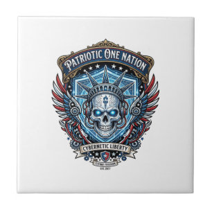 Patriotischer Cyber-Liberty-Totenkopf-Cyberpunk-Zu Fliese