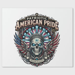 Patriotischer Cyber-Liberty-Totenkopf-Cyberpunk-Zu Geschenkpapier