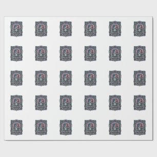 Patriotischer Cyber-Liberty-Totenkopf Cyberpunk Zu Geschenkpapier