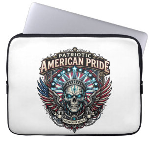 Patriotischer Cyber-Liberty-Totenkopf-Cyberpunk-Zu Laptopschutzhülle