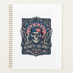 Patriotischer Cyber-Liberty-Totenkopf-Cyberpunk-Zu Planer