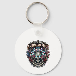 Patriotischer Cyber-Liberty-Totenkopf-Cyberpunk-Zu Schlüsselanhänger